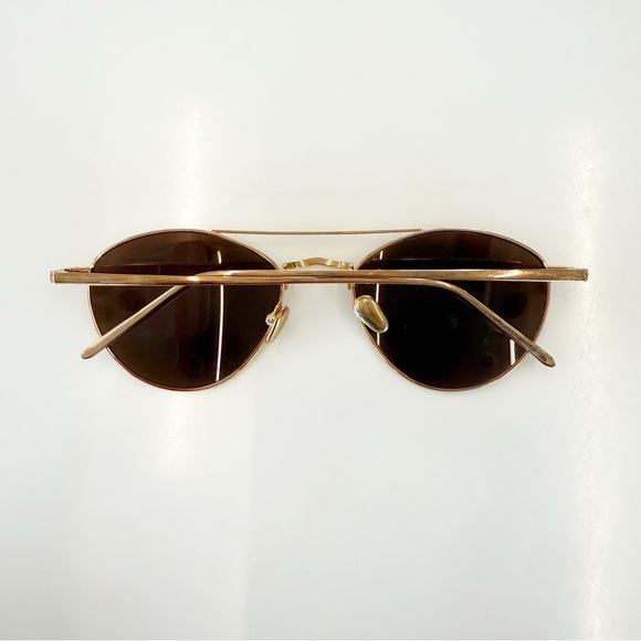 NWOT Linda Farrow Men’s 876 C7 Aviator Sunglasses in Light Gold